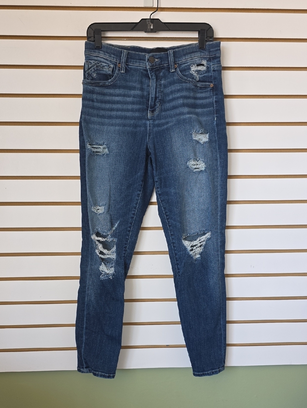 Buckle Black Distressed Dark Blue Skinny Jeans
